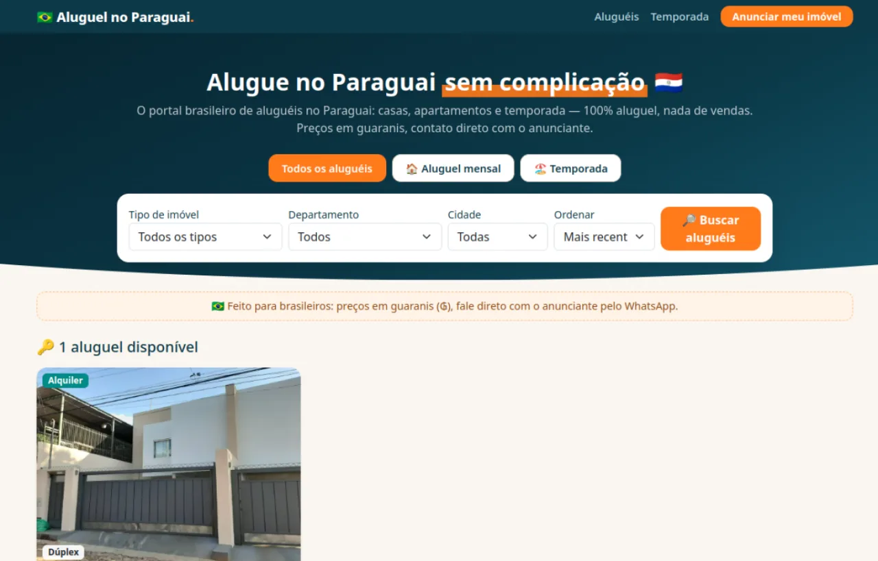 Captura de la portada de Aluguel no Paraguai