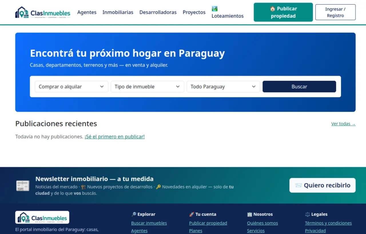 Captura de la portada de Departamentos en Paraguay