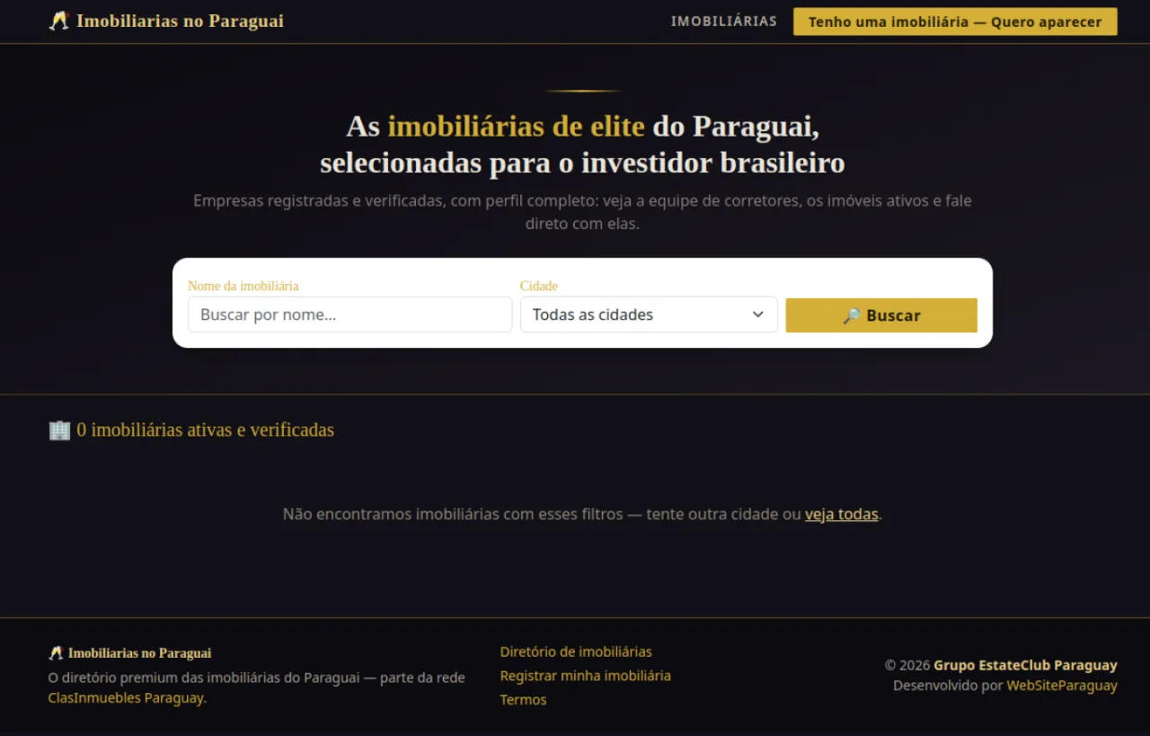 Captura de la portada de Imobiliarias no Paraguai