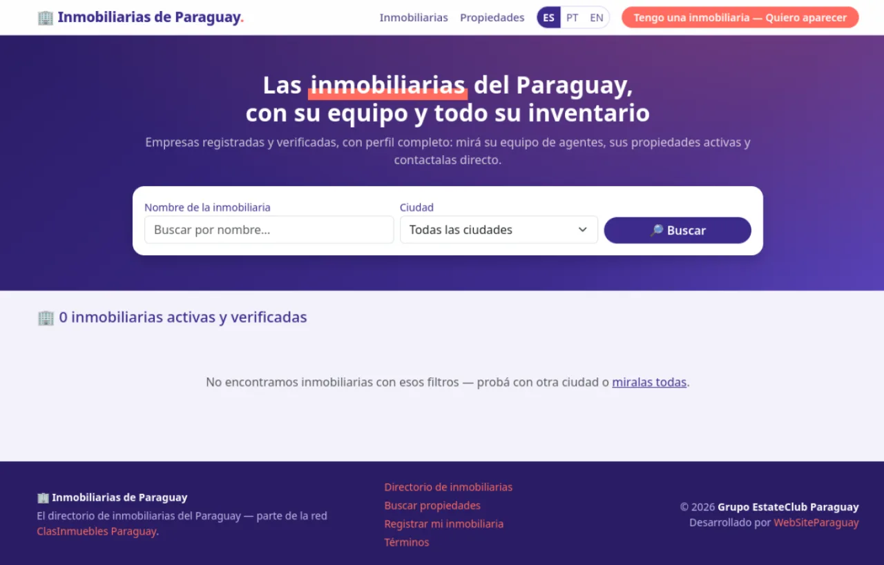 Captura de la portada de Inmobiliarias Paraguay
